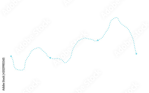 Tableau sur toile Blue dotted line graph showing fluctuating trend on white background