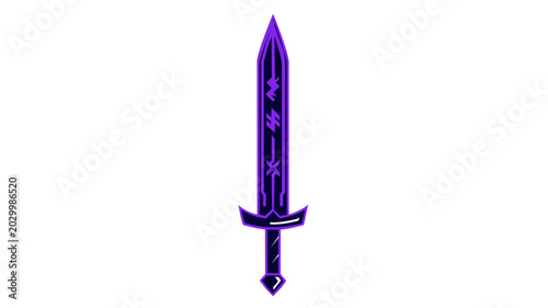 Glowing runic broadsword vector icon with neon gradients, enchanted fantasy blade illustration with adjustable stroke weight, mystical weapon line art for game icons and magic items.