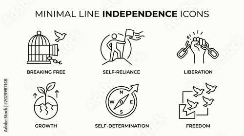 Tableau sur toile Minimal Line Independence Icons Set.