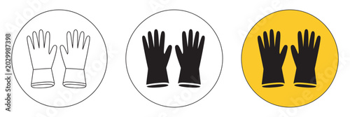Foto Safety gloves icon set, line solid and colored PPE symbols, hand protection mand
