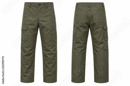 Olive utility cargo pants mockup