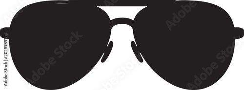 Konstfotografi Black aviator sunglasses silhouette also transparent background, black sunglasse