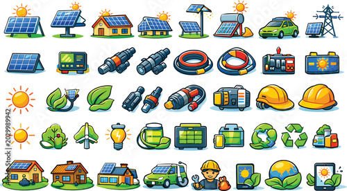 Solar Energy & Renewable Power Icon Set