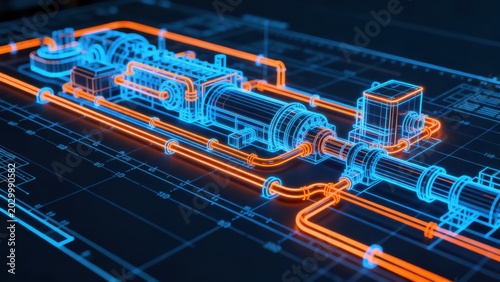 Blueprint of industrial machinery