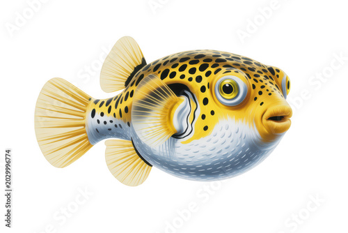 Illustration of a spotted pufferfish isolated on transparent background