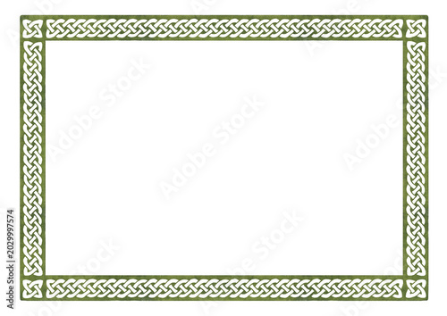 Viking Scandinavian border ornament. Ancient decorative design in Celtic, Scandinavian style, knot-work. Original Hand painted watercolor illustration isolated on white  background