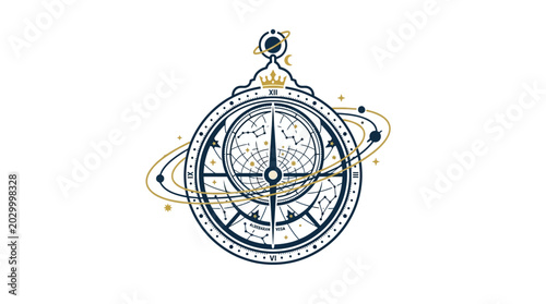 Fotografie Astrology zodiac wheel chart symbol.