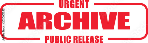Photos Red rectangular official digital stamp graphic signifying urgent archival status