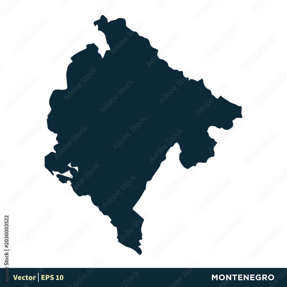 Obraz premium Montenegro - Europe Countries Map Vector Icon Template Illustration Design. Vector EPS 10.