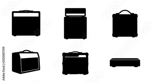 Tableau sur toile Guitar Amplifier Vector Icons, Music Equipment, Audio Gear, Sound System Element