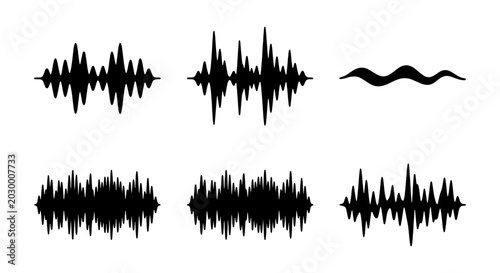 Audio wave vector set, sound frequency visualization, music equalizer, voice recording