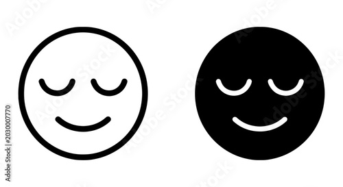 Zen Face Icons, Calm Emotion Symbols, Peaceful Expression Graphics, Vector Art
