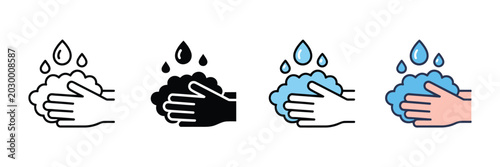 Canvastavla Hand washing with soap and water icon emphasizing hygiene, cleanliness, sanitati