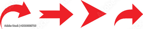Foto Set of four different red arrows pointing in various directions for navigation a