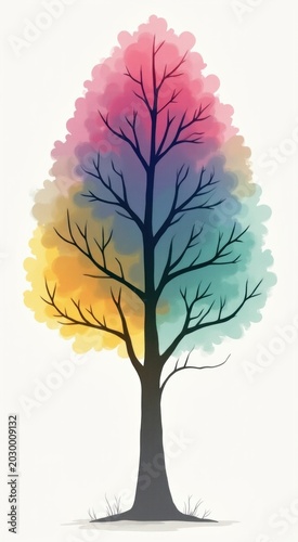 A tree with a rainbow colored tree on it genealogy tree concept