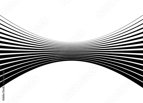 Striped concave stripe. Vector Pattern of curved black lines on a white background. Design element. Vector background for covers, advertising, packaging, labels.
