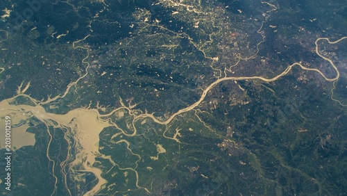 View of the Earth seen from space. Natural scenery of uncultivated woodlands. NASA Public Domain Imagery