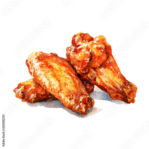 фотографія Stylized watercolor Buffalo Wings vector, modern artistic illustration with high-quality details on a pure white background
