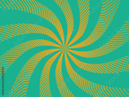Slika na platnu Abstract Retro Spiral Sunburst Background with Halftone Dot Patterns