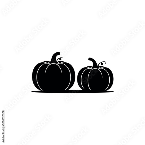 Solid ripe pumpkin set silhouette icon vector illustration.

