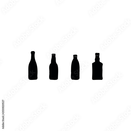 Bottle set silhouette icon vector illustration.
