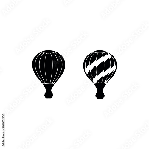 Hot air balloon set silhouette icon vector illustration.
