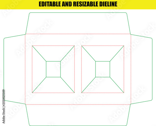 Precision box packaging layout featuring double internal structure for secure product storage and retail presentation design