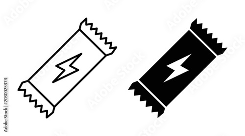 Two chocolate wrappers with lightning bolts on them are shown side by side
