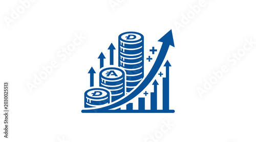 Photos Increasing financial growth with coins stacked.