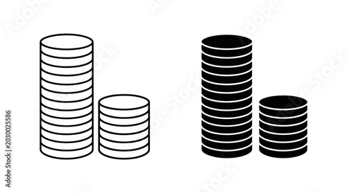 Stacks of coins are compared side by side in a financial analysis