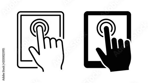 Foto Hands interact with touchscreens in contrasting black and white styles side by side