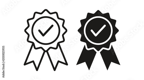 Bild auf Leinwand Two check mark ribbons are shown side by side on a white background