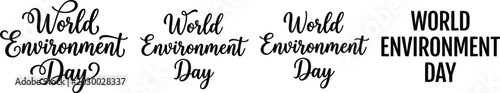 Foto World Environment Day Typography Lettering in Different Font Styles Vector