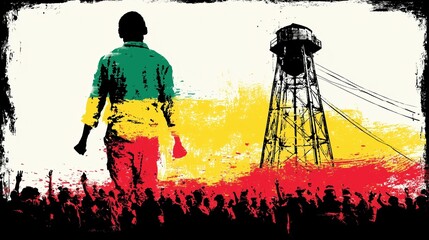 Juneteenth Abstract Poster With Freedom Colors Texture