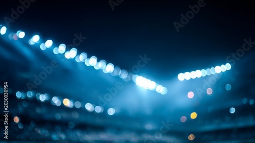 Defocused stadium lights creating a soft blue abstract background. 