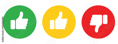 Photos Like, dislike and neutral thumb icon set for customer feedback, review ratings a