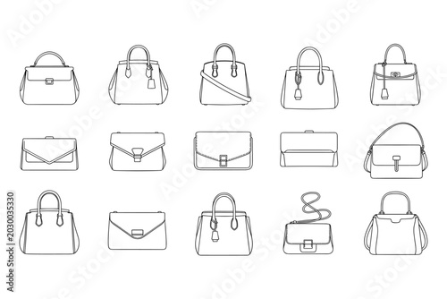 Stylish Handbag Line Art Collection