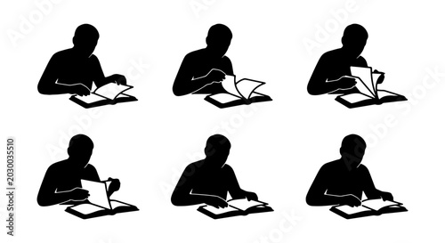 Foto Silhouette Figures Reading Books, Studying, Learning, Information, Knowledge, Ed