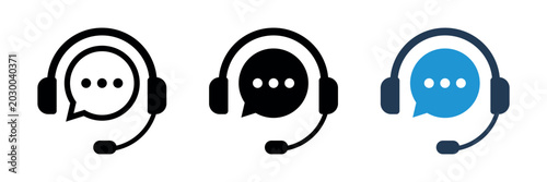 Quadro su tela Customer support icon set in three styles
