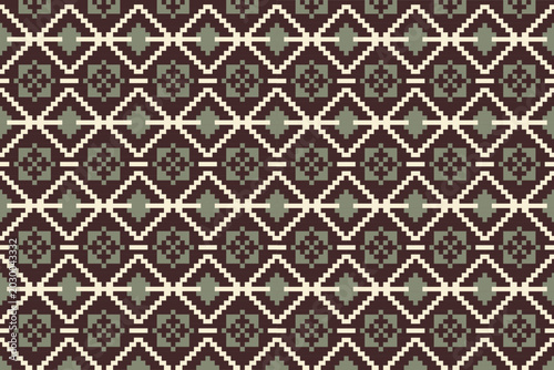 Canvastavla Brown rhombus pixel pattern arranged in a sequence use for fabric, clothing, textile, cloth bag, carpet, embroidery style, wallpaper, home decoration elements, backdrop