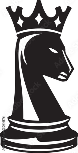 Chess king horse silhouette on white background