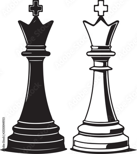 Chess king horse silhouette on white background