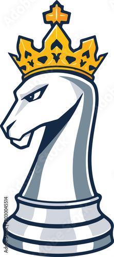 Chess king horse silhouette on white background