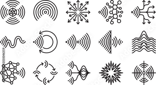 Quadro em tela Abstract signal radar and telecommunication line icons, wireless data transmissi