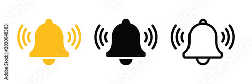 Notification bell icon representing incoming message alert, inbox update and alarm symbol for digital notification