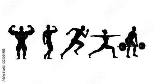 Canvastavla Fitness Silhouettes: Bodybuilder, Runner, Yogi, Weightlifter, Athlete Icons