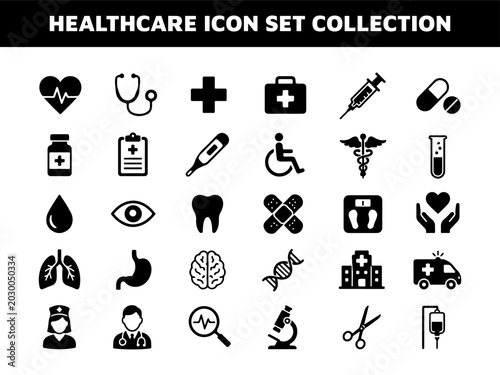 Medical and health care icon set