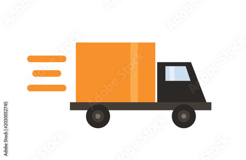 Flat cargo truck illustration for delivery apps, shipping ads