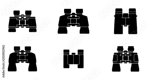 Foto Binoculars Icons Set, Optical Device Graphics, Magnification Tool Vector Collect