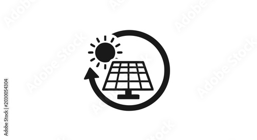 Solar panel renewable energy icon symbol.